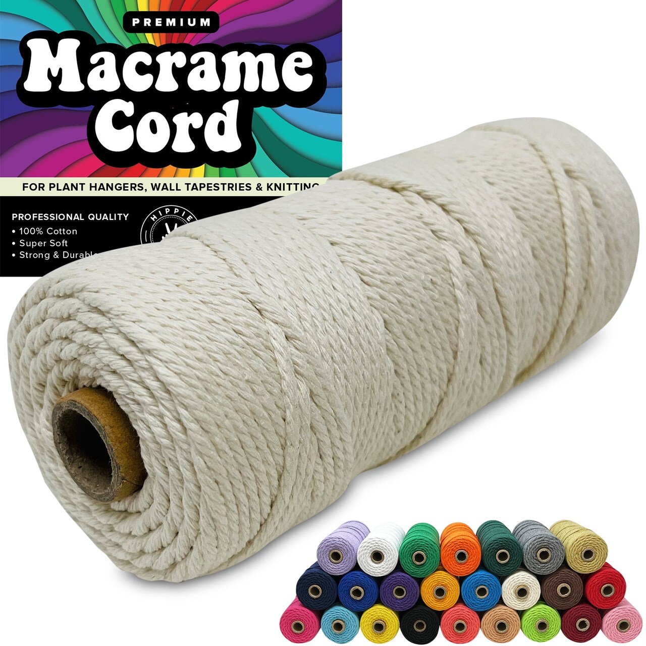 3mm Macrame Cord 3mm Thick Cords for Macrame Yarn 100% Cotton Colored Macrame  Rope Cord Natural Craft Cord String Yarn Supplies 325 Feet 3 mm Cotton Macrame  Cord Thin Macrame Supplies